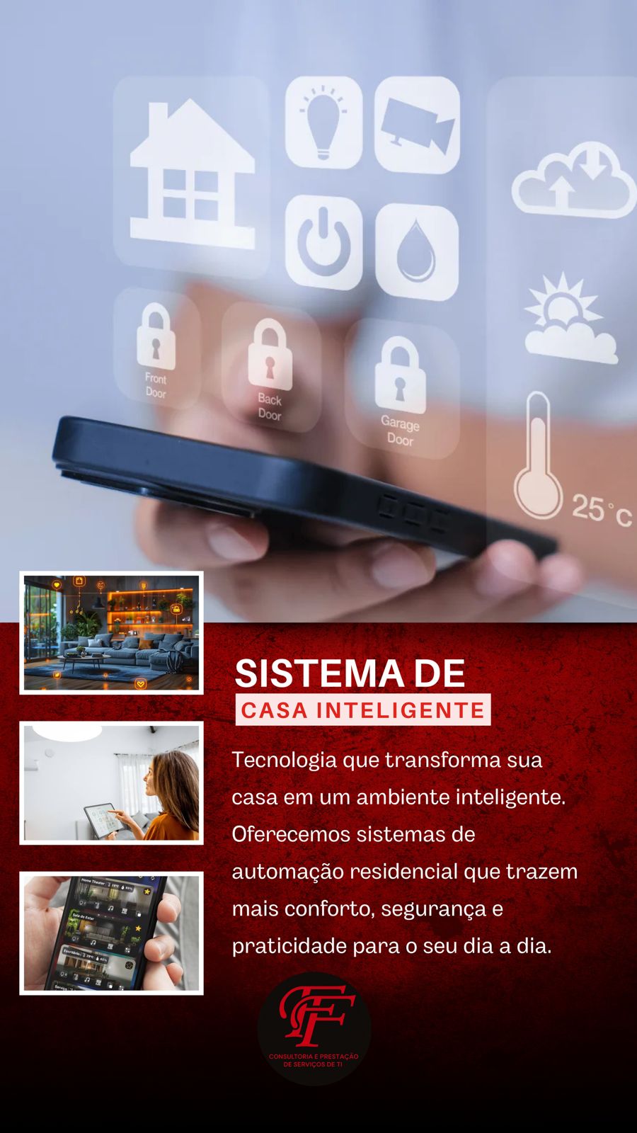 Ambiente residencial com automação e casa inteligente